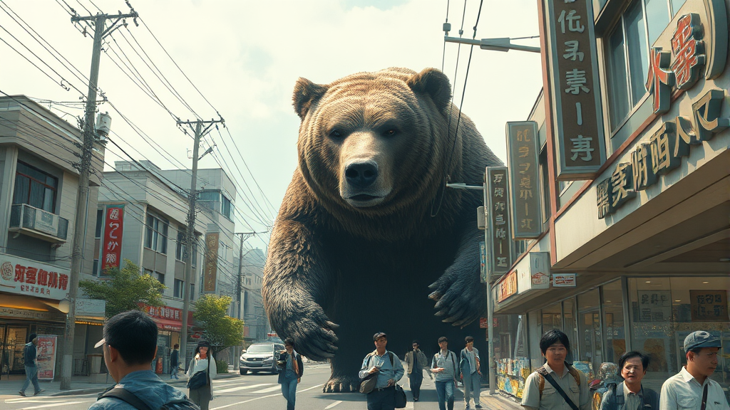 곰 출몰 급증: 현황과 피해 (realistic 스타일)