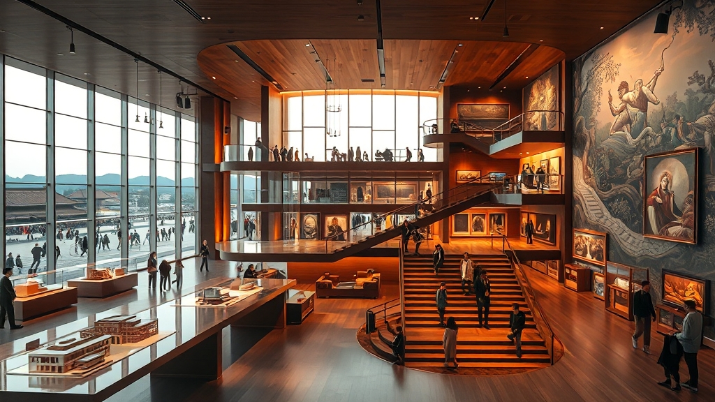 역사관 및 전시 공간 탐험 (realistic 스타일)