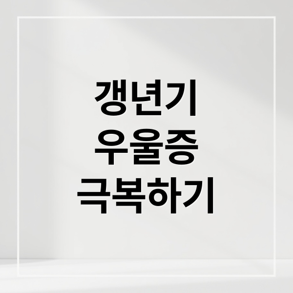 갱년기
우울증
극복하기 (갱년기 우울증  증상)