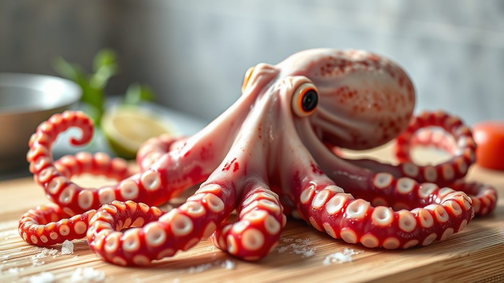 문어 보관 및 손질 팁: 신선함 유지하기 (realistic 스타일)