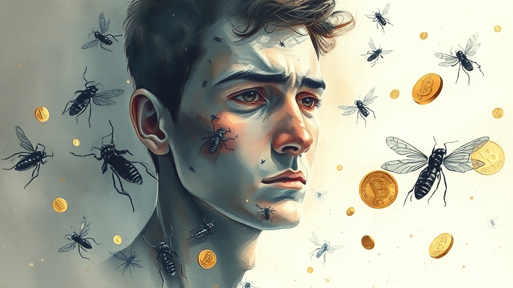 벌레 꿈, 긍정적/부정적 의미 (watercolor 스타일)