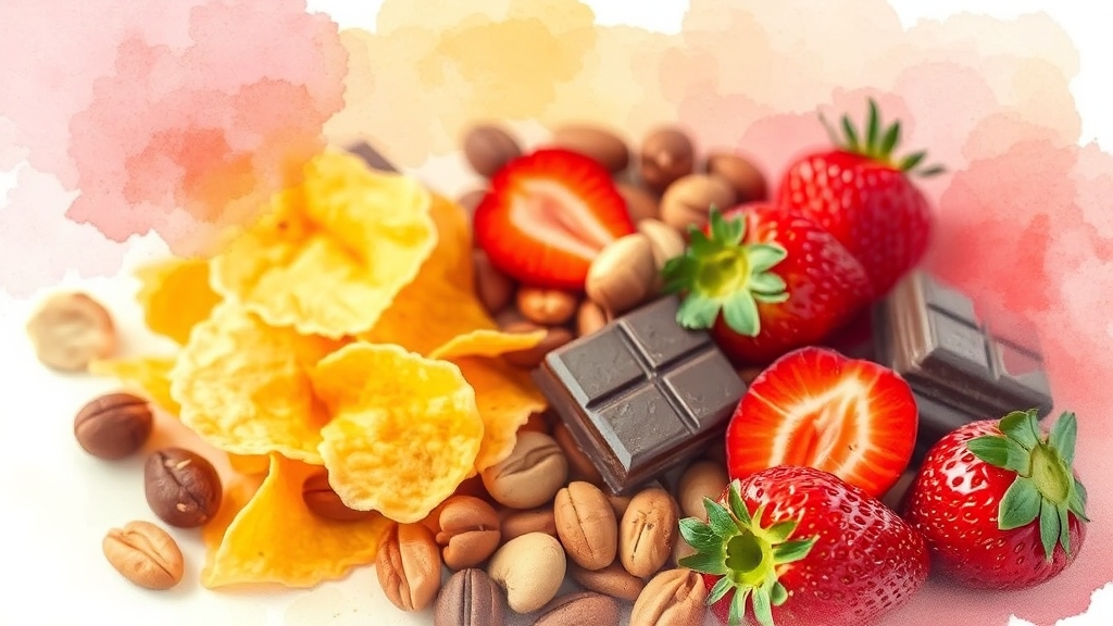 스낵 종류별 솔직 후기 (watercolor 스타일)