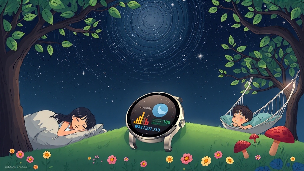 워치 수면 기능 활용 팁 (cartoon 스타일)