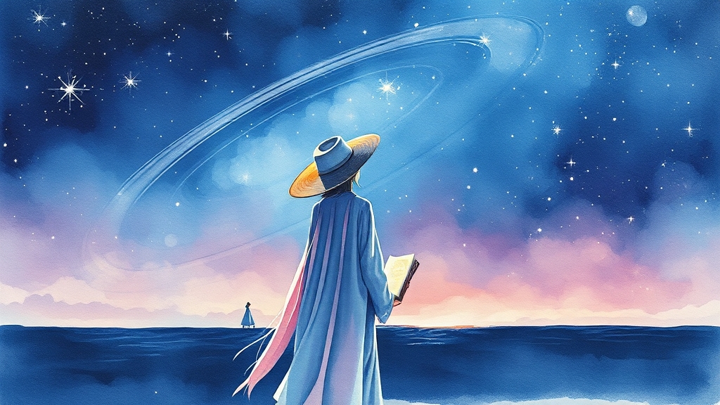 달의 정의와 토성 위성 분류 (watercolor 스타일)