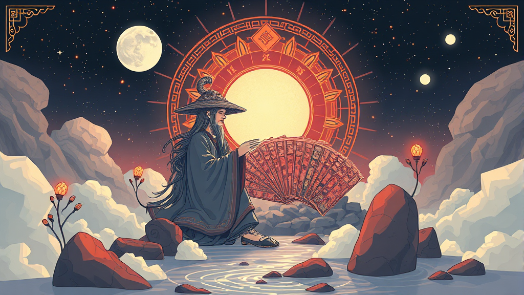 화투 점 해석: 미래를 읽는 방법 (illustration 스타일)