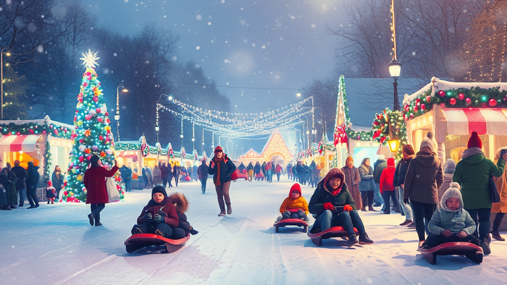 에버랜드 크리스마스: 방문 팁 (나이별 추천 코스) (watercolor 스타일)
