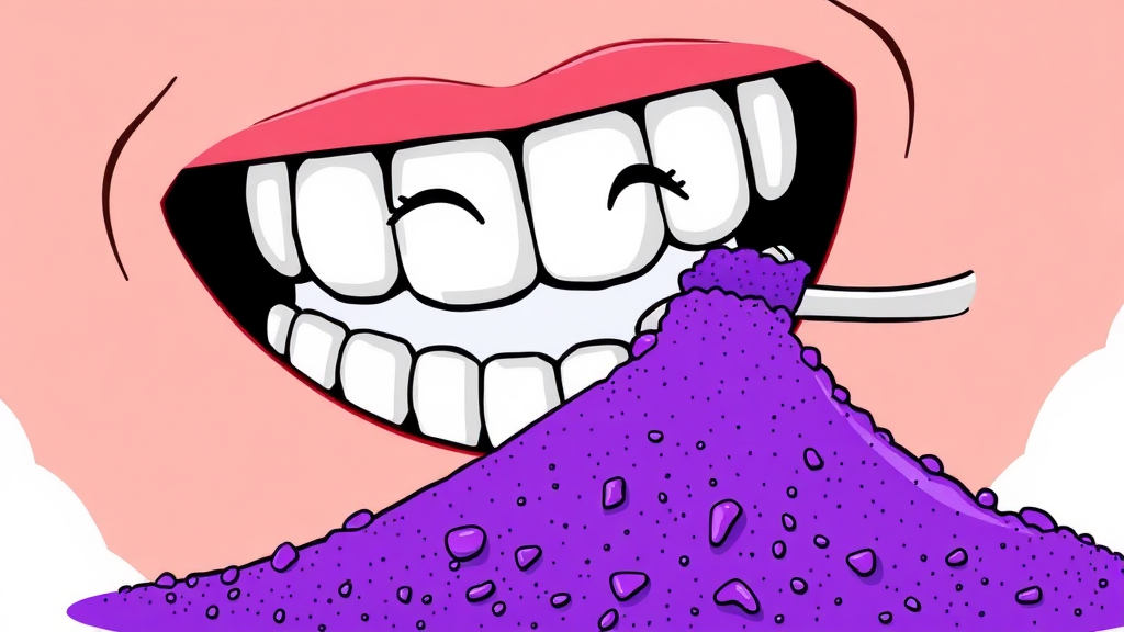 퓨리븐 가루치약 효능 분석 (cartoon 스타일)