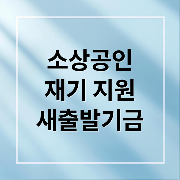 소상공인
재기 지원
새출발기금 (새출발기금, 부산 소상공인 폐업 지원금 최대 400만원! (총정리))