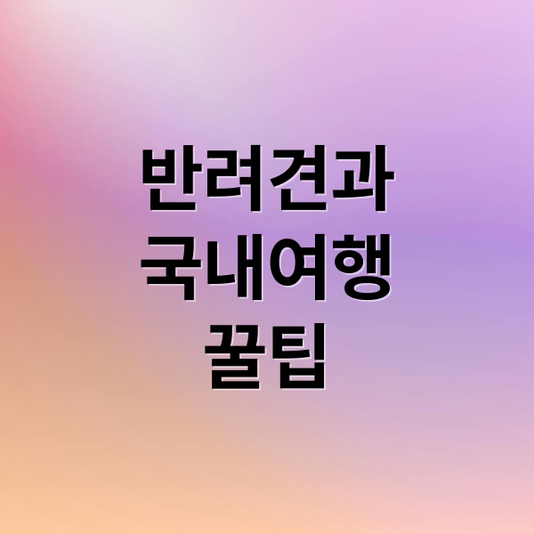 반려견과국내여행꿀팁 (반려견 동반 여행)