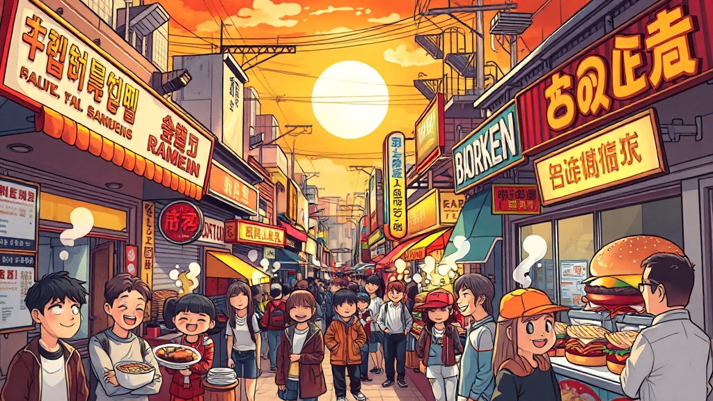 골라 먹는 재미 (cartoon 스타일)