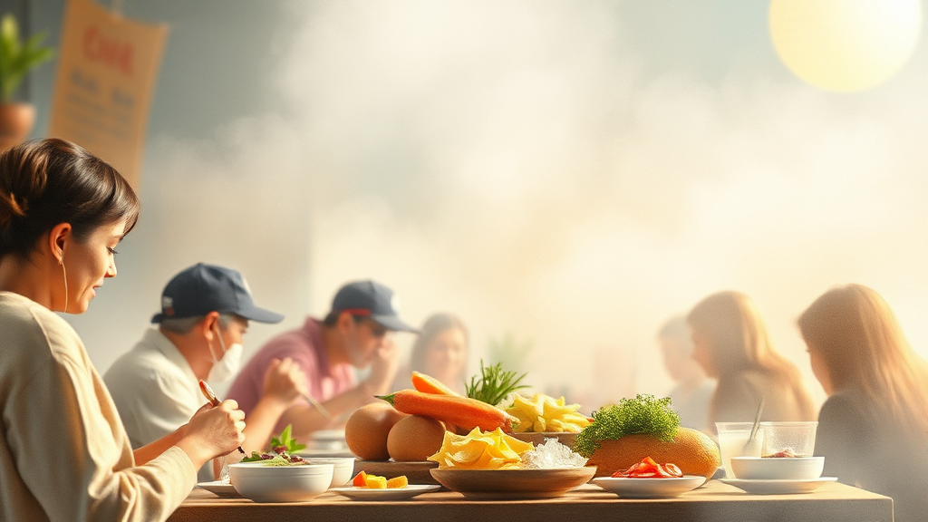 배고픔을 다스리는 건강한 식습관 (watercolor 스타일)