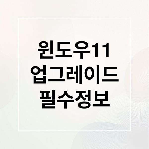 윈도우11
업그레이드
필수정보 (윈도우 10 지원 종료 윈도우 11 업데이트)