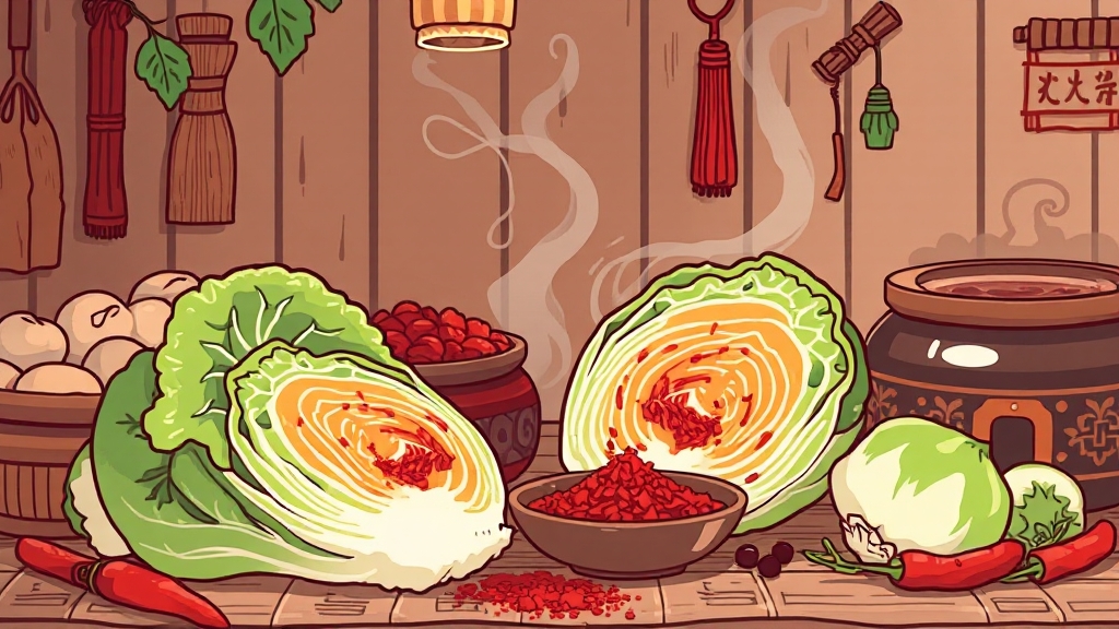 김장, 핵심 재료 준비가 중요! (illustration 스타일)