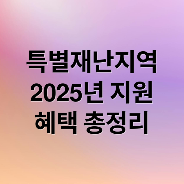 특별재난지역
2025년 지원
혜택 총정리 (2025년 특별재난지역 지원 혜택)