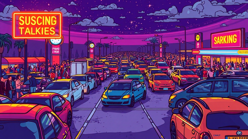 콘서트/경기 관람객 주차 전략 (cartoon 스타일)