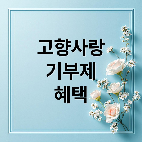고향사랑
기부제
혜택 (고향사랑 기부제 세액공제 답례품)