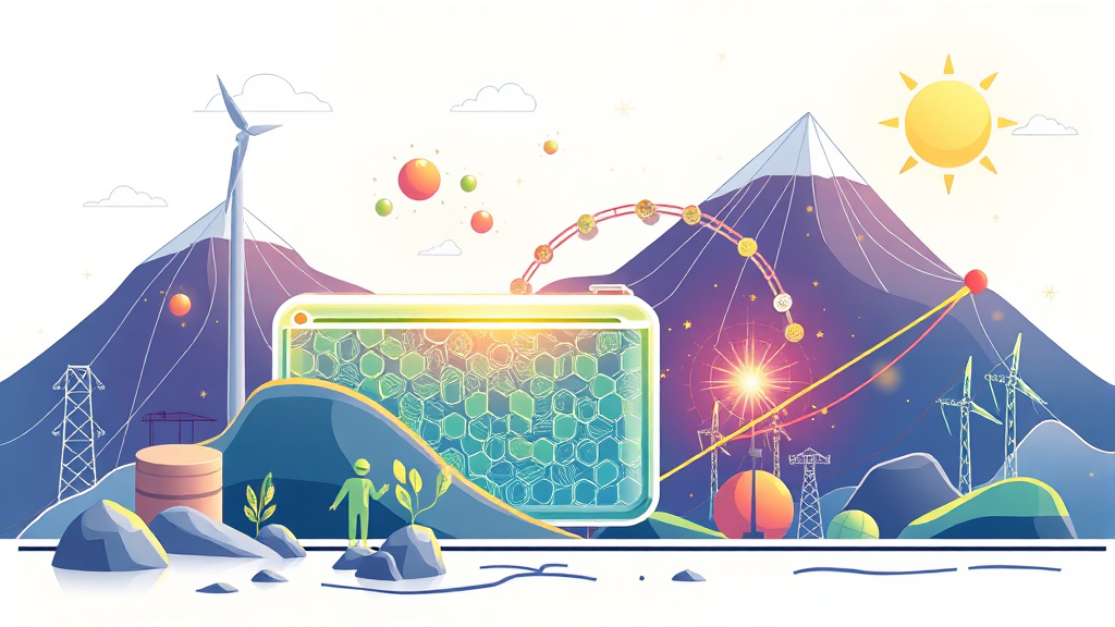 2차전지 산업의 핵심 기술 및 소재 (illustration 스타일)