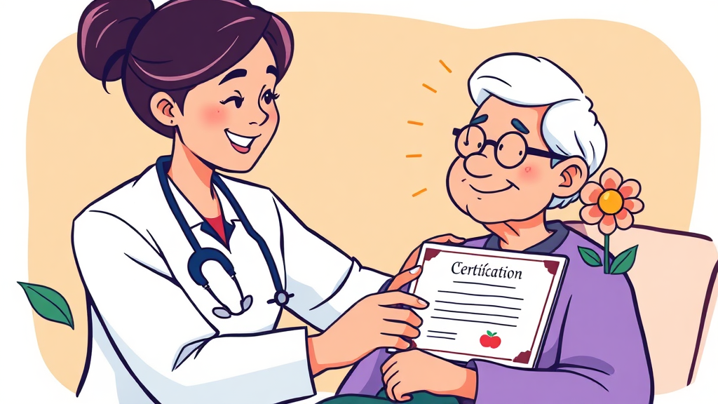 치매교육 이수 후 활용 및 관리 (cartoon 스타일)