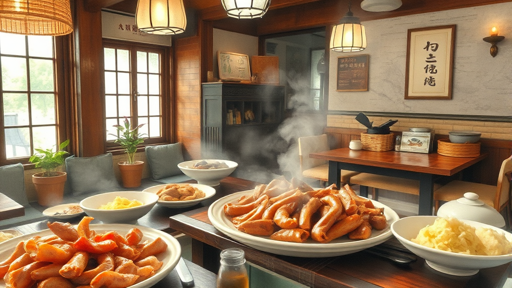 메뉴 및 가격: 내장곰탕 외 인기 메뉴 (watercolor 스타일)