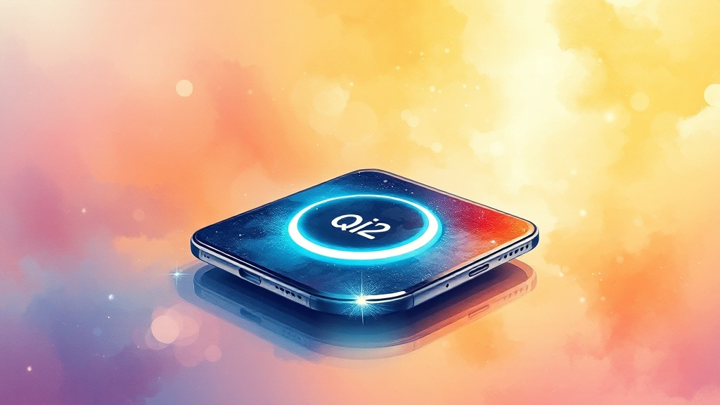 Qi2 기술, 무선 충전 시장에서 중요 역할 기대 (watercolor 스타일)