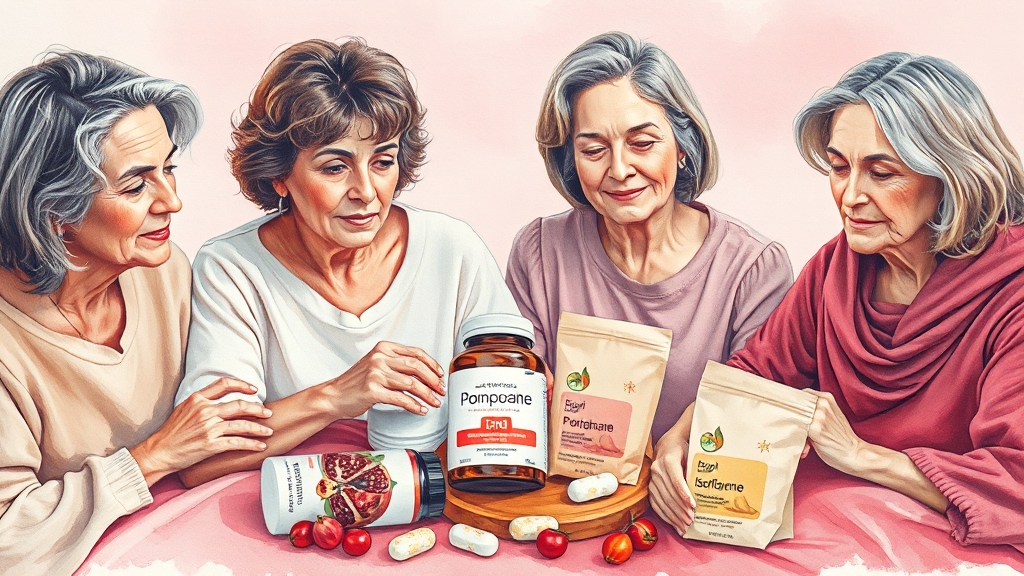 50대 여성을 위한 갱년기 증상 완화 최적의 식품과 영양제 가이드 (25년 최신) 6 갱년기 영양제, 현명하게 고르는 법 (watercolor 스타일)