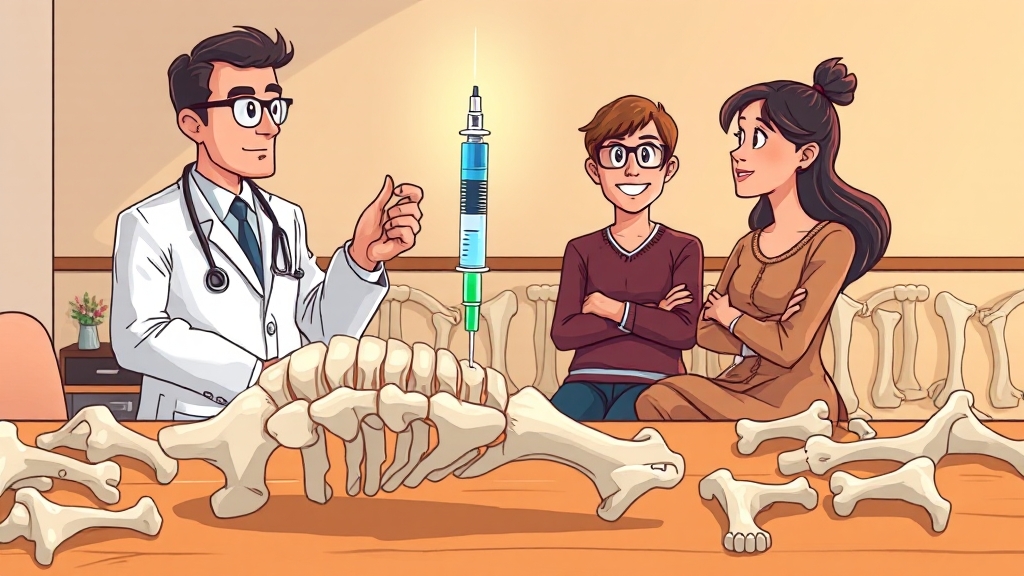 골다공증 주사, 의사에게 무엇을 물어봐야 할까요? (cartoon 스타일)
