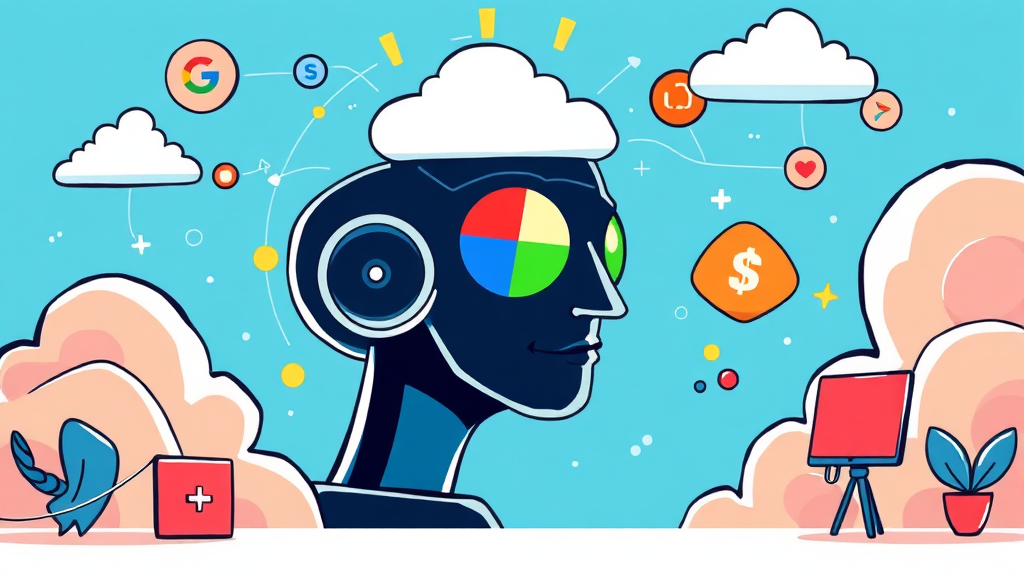 주요 기업의 AI 헬스케어 전략 (cartoon 스타일)