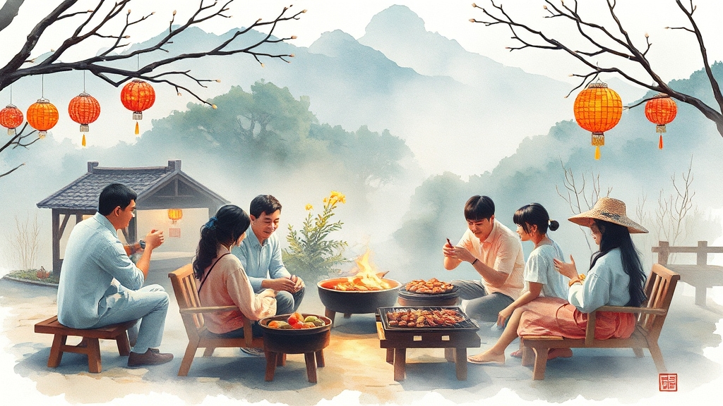 바비큐 존 이용 안내 (watercolor 스타일)