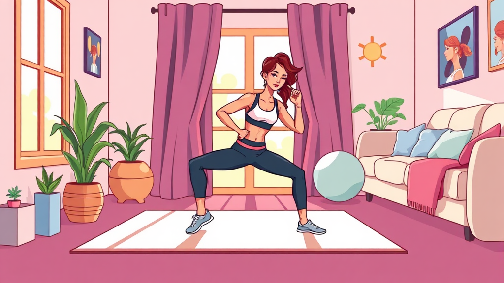 집에서 하는 안녕살 타파 운동 루틴 (cartoon 스타일)