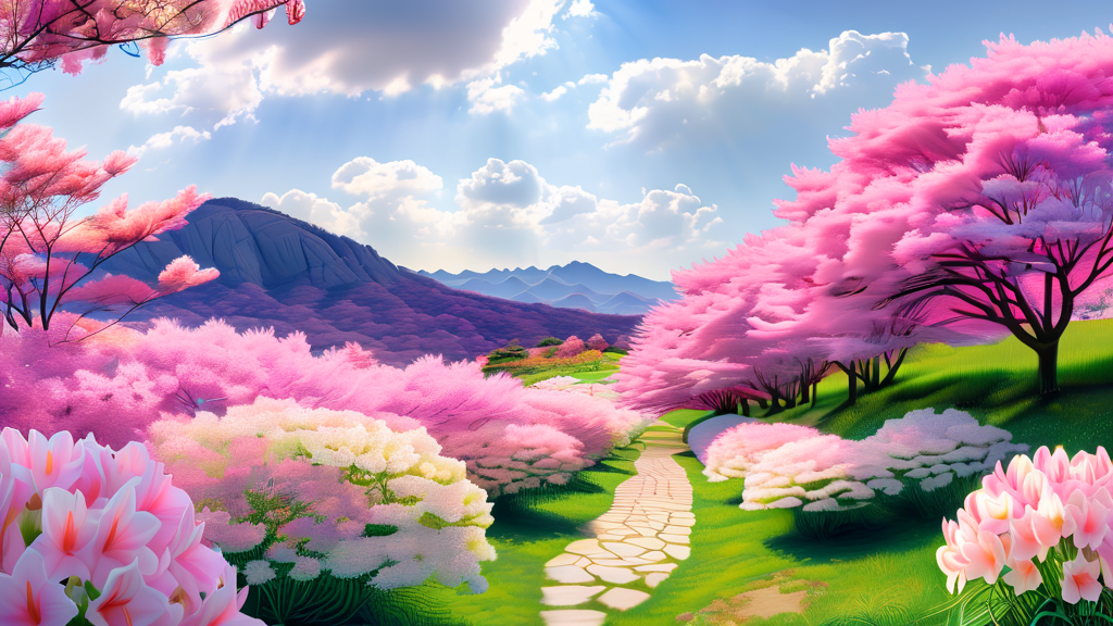 원미산 진달래 동산: 숨겨진 포토존과 명당 찾기 (realistic 스타일)