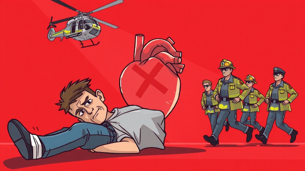 심근경색 전조 증상과 징후 (cartoon 스타일)