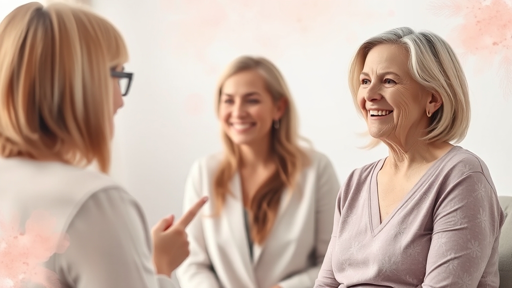 갱년기 비만, 전문가 도움 (watercolor 스타일)