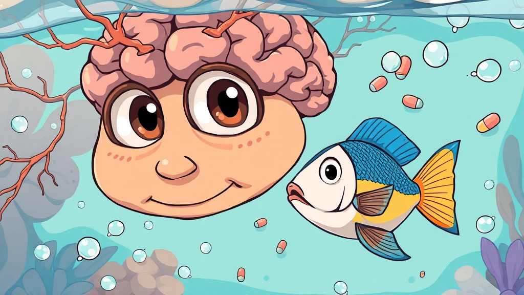 오메가3 핵심 효능과 영향 (cartoon 스타일)