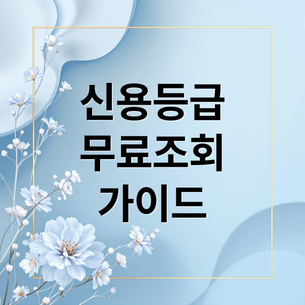 신용등급무료조회가이드 (신용등급 무료조회)
