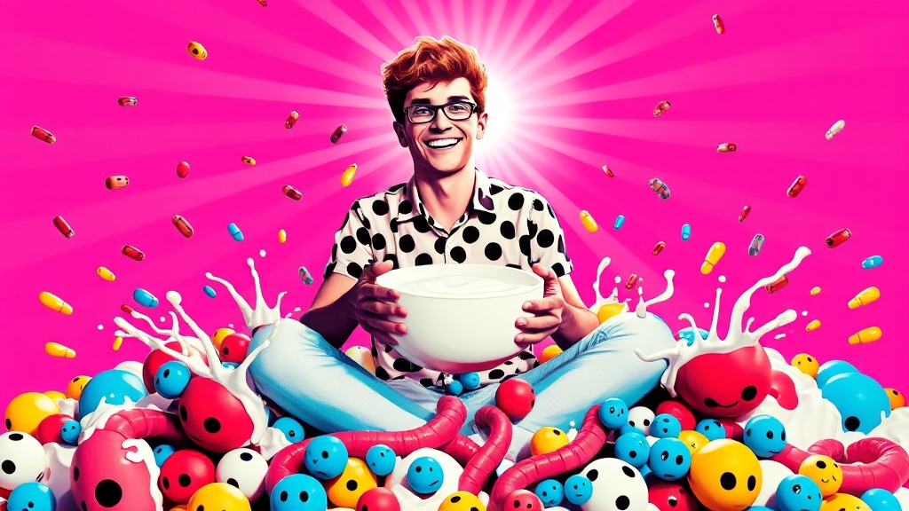 면역력 강화, 요구르트가 답? (popart 스타일)