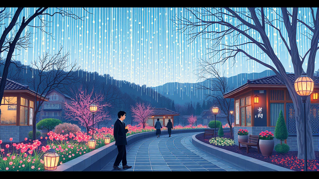 이천 여행의 하이라이트, 온천공원 야경으로 추억 만들기 (illustration 스타일)