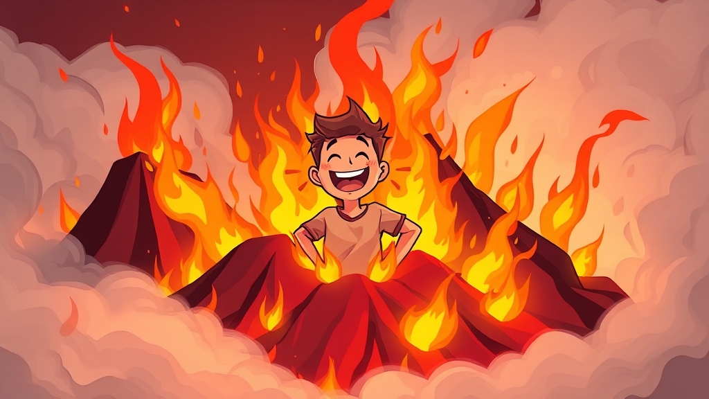 다양한 불꿈 해몽: 산, 몸, 옷 (cartoon 스타일)