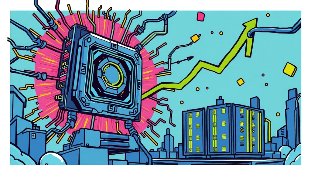 AI 기술 발전이 주가 상승 견인 (cartoon 스타일)