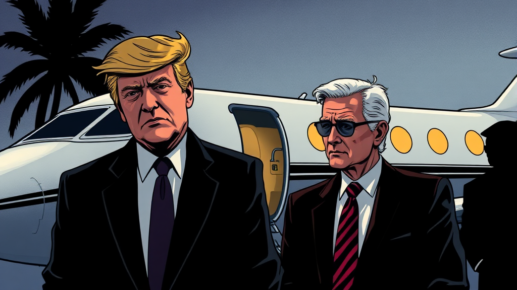 트럼프와 엡스타인의 관계 의혹 (illustration 스타일)