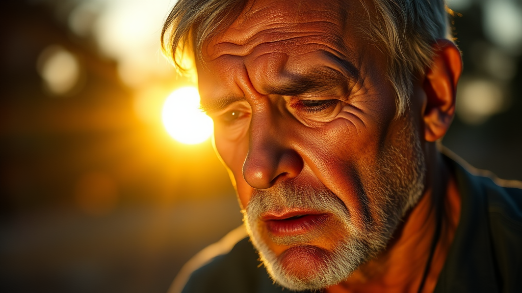 남성 갱년기 원인 분석 (realistic 스타일)