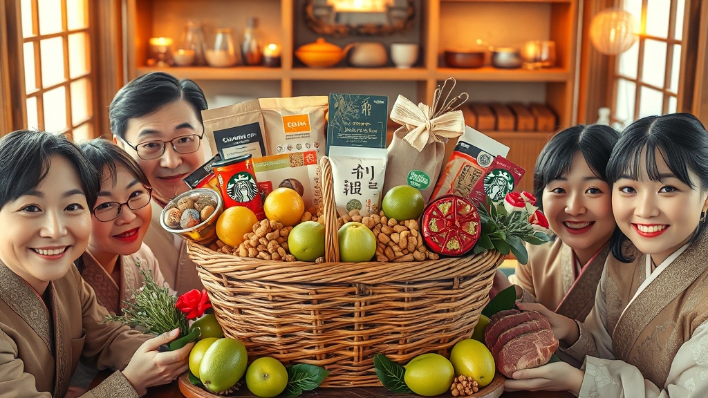인기 추석 선물세트 종류 및 특징 (realistic 스타일)