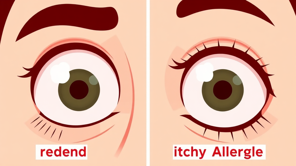 감염 및 알레르기 반응으로 인한 눈 충혈 (cartoon 스타일)