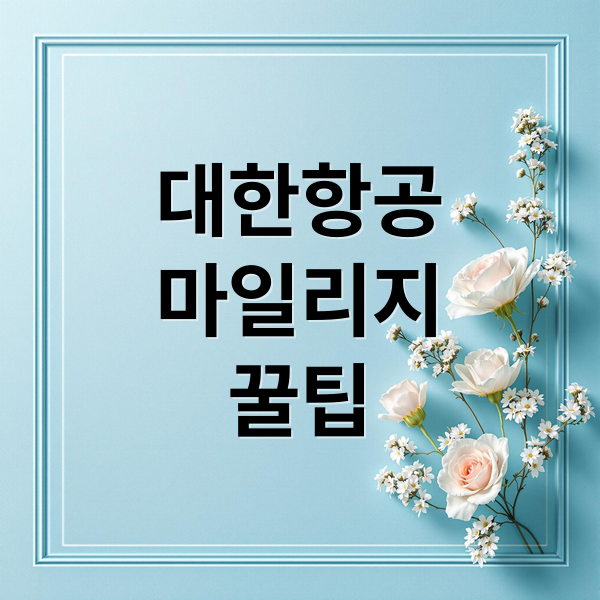 대한항공
마일리지
꿀팁 (대한항공 마일리지 확인 사용처)