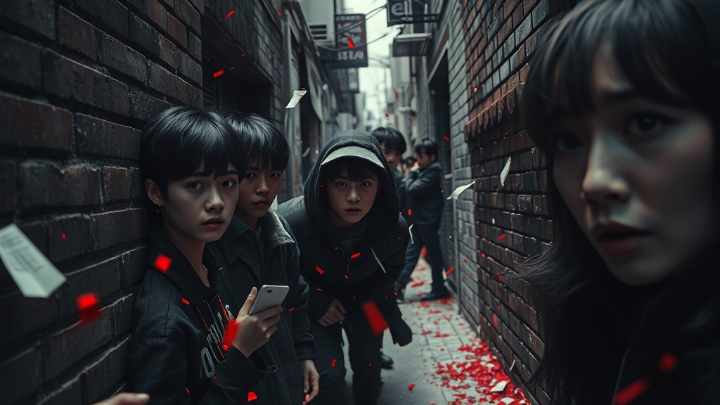Korean society after Sillim rampage (realistic style)