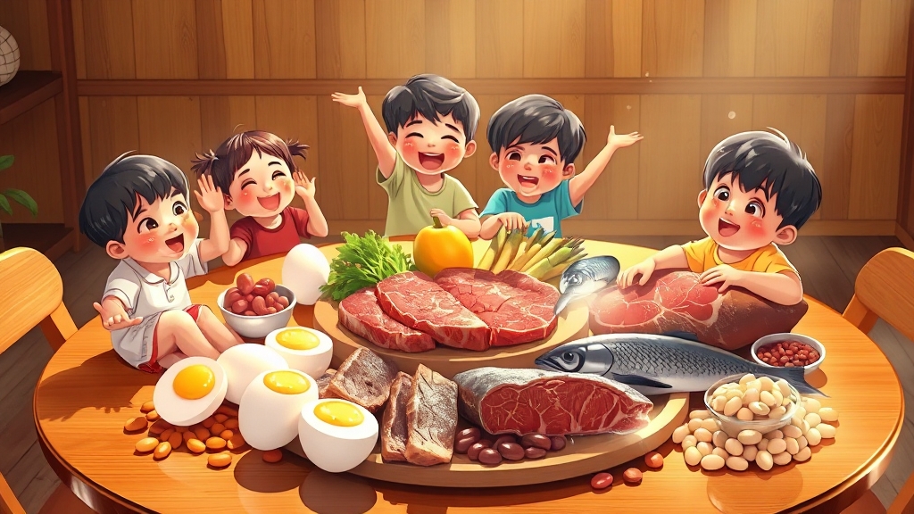 단백질 UP! 키 성장 음식 추천 (illustration 스타일)