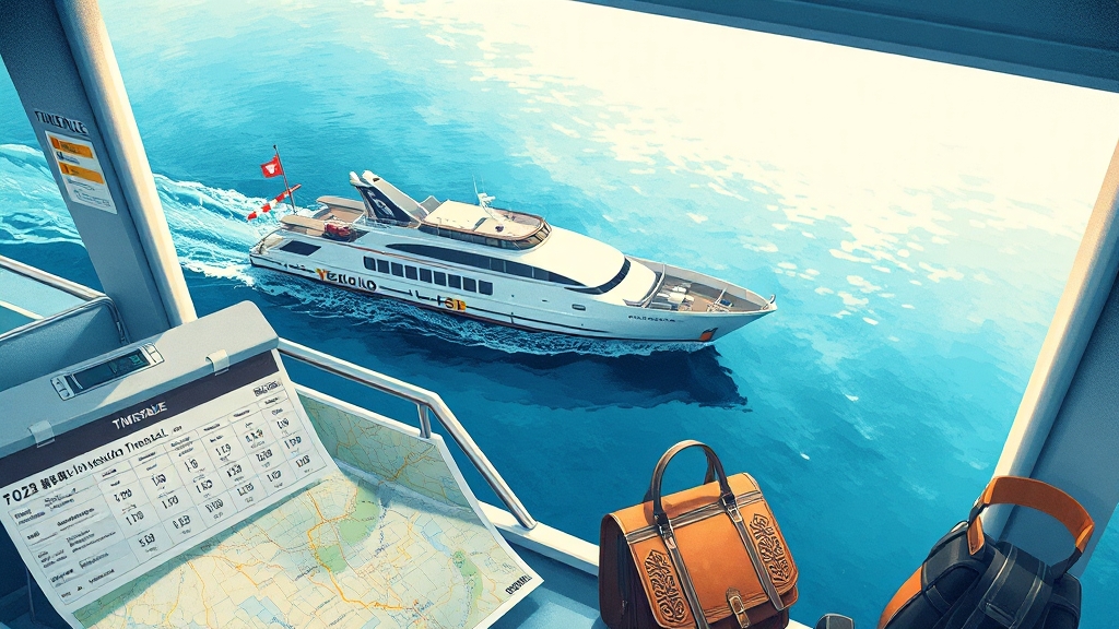 욕지도 배 요금 및 소요 시간 정리 (illustration 스타일)