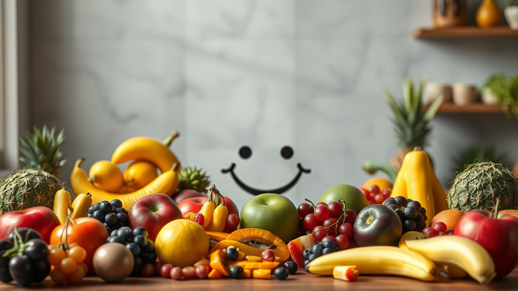 장 건강을 위한 과일 섭취 가이드 (realistic 스타일)