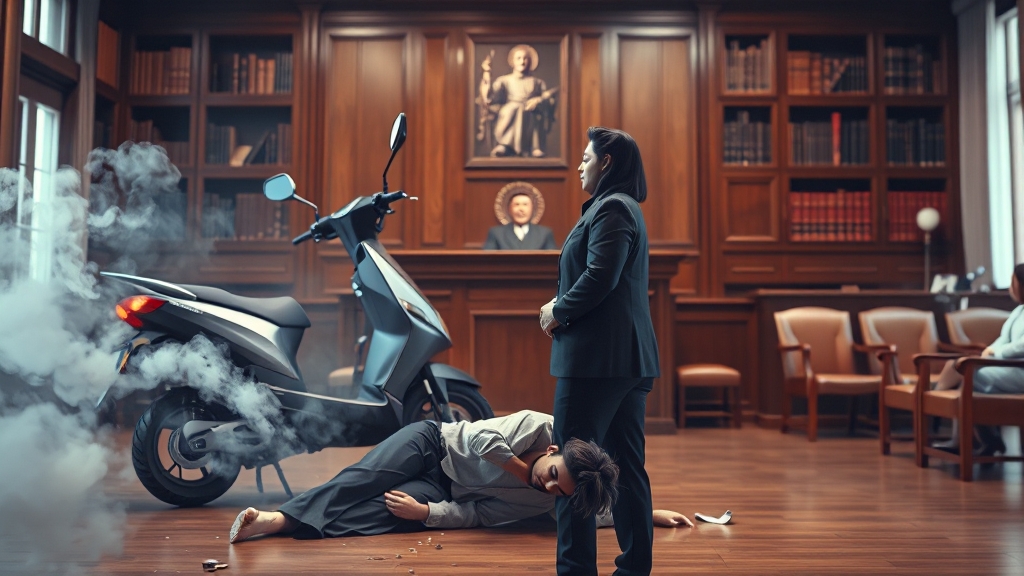 킥보드 뺑소니 사고, 법적 책임은? (realistic 스타일)