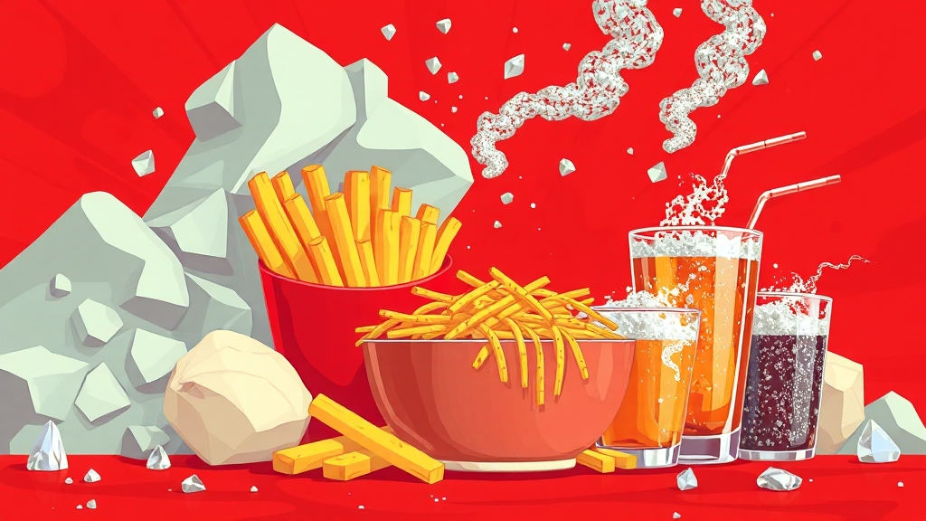 혈관 건강 해치는 의외의 음식 (cartoon 스타일)