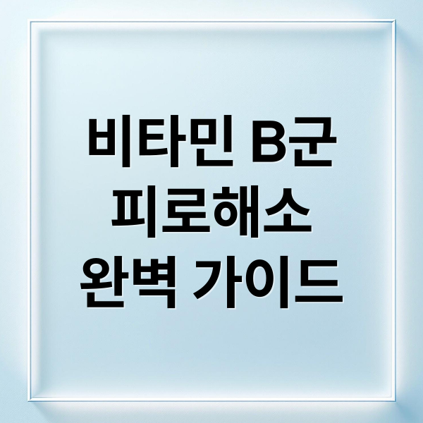 비타민 B군
피로해소
완벽 가이드 (비타민 B 복용법 피로회복)